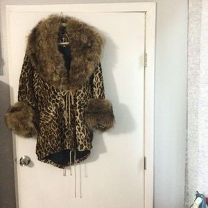 Elizabeth and James Faux Leopard & Fur Coat
